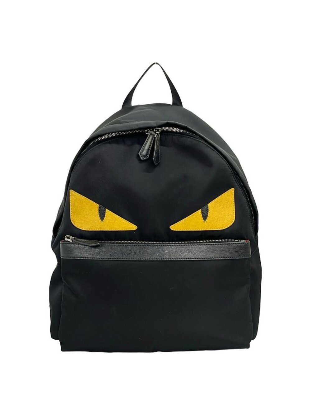 Fendi Backpack Bugs Black Dark Yellow Leather